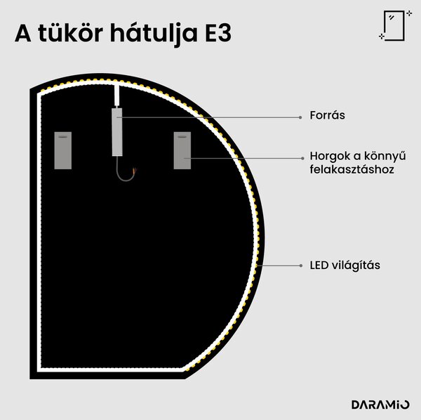 Kerek fürdőszoba tükör LED világítással E3