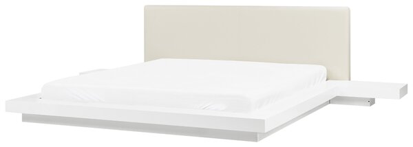 Ágy LED világítással Műbőr ZEN 180 x 200 cm Fehér