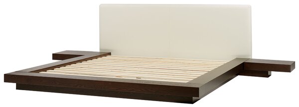 Ágy LED világítással Műbőr ZEN 180 x 200 cm Sötét kőris