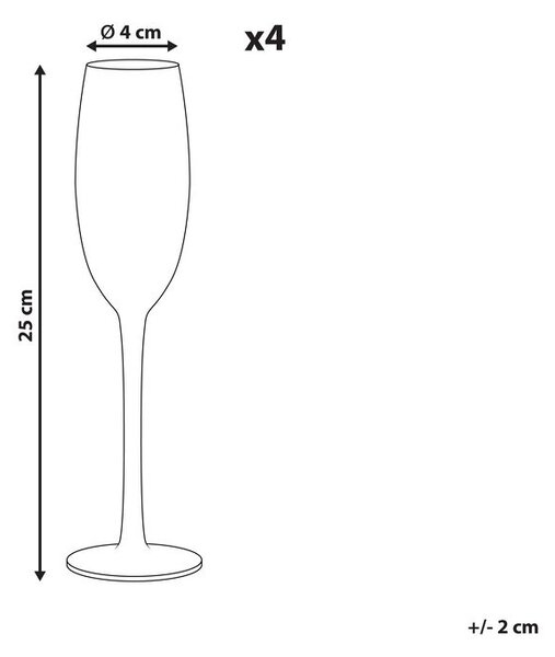 Négydarabos pezsgőspohár szett DIOPSIDE 200 ml Rózsaszín
