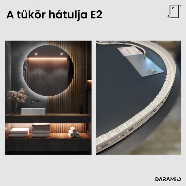 Kerek fürdőszoba tükör LED világítással E2