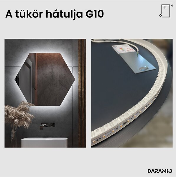 Aszimmetrikus fürdőszoba tükör LED-világítással G10