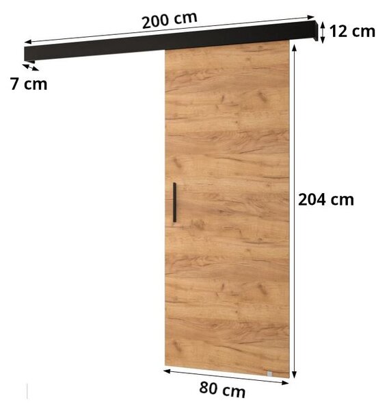 Tolóajtó 80 cm Slavdro 3 (matt fekete). Akció -26%