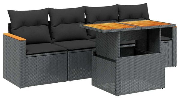 VidaXL Polyrattan Kerti Kanapé Szett - 5 részes