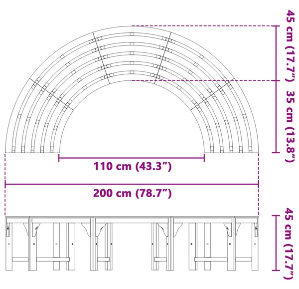 VidaXL Fa pad 4-Ülőhelyek száma 210 x 80 x 45 cm Tömör Eukaliptusz Fa