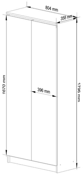 Polcos szekrény 80 cm VALESTRA - fehér