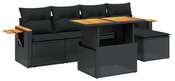VidaXL Polyrattan Kerti Ülőgarnitúra - 6 részes - Fekete