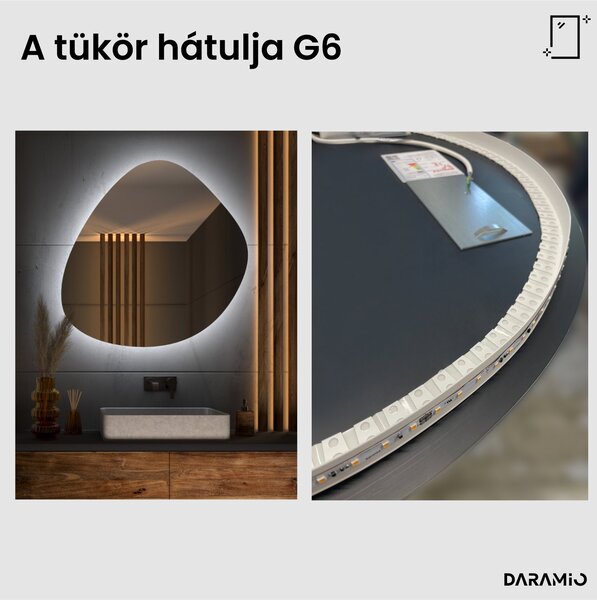 Kavics alakú fürdőszoba tükör LED-világítással G6