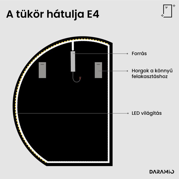 Kerek fürdőszoba tükör LED világítással E4