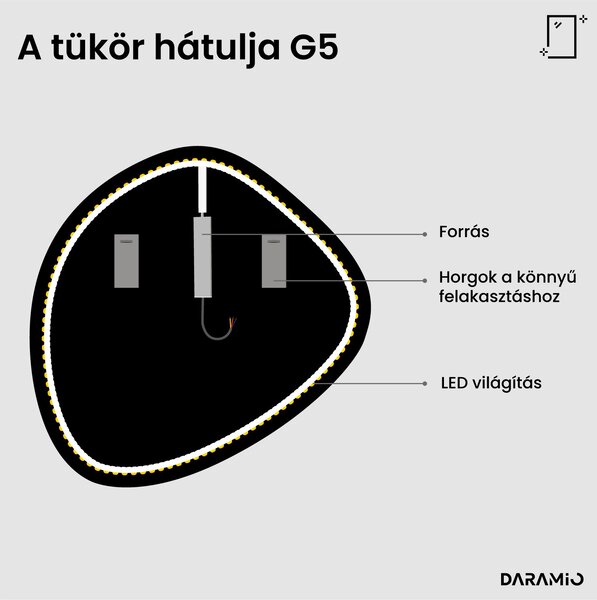 Atipikus fürdőszoba tükör LED világítással G5