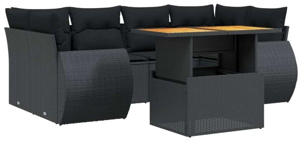VidaXL Polyrattan Kerti Ülőgarnitúra - 7 részes - Fekete