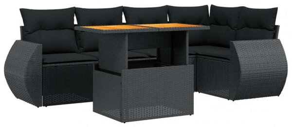 VidaXL Polyrattan Kerti Ülőgarnitúra - 6 részes - Fekete