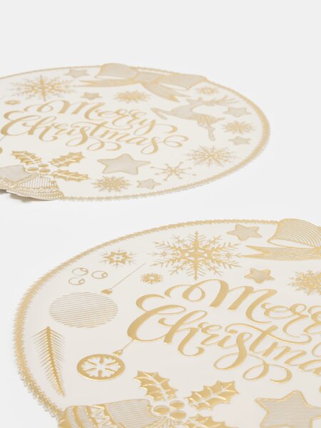Sinsay - Kerek karácsonyi tányéralátétek Merry Christmas felirattal 2 pack - fehér