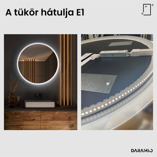 Kerek fürdőszoba tükör LED világítással E1