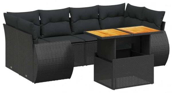 VidaXL Polyrattan Kerti Ülőgarnitúra - 7 részes - Fekete