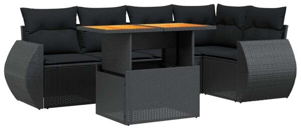 VidaXL Polyrattan Kerti Ülőgarnitúra - 6 részes - Fekete