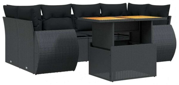 VidaXL Polyrattan Kerti Ülőgarnitúra - 7 részes - Fekete