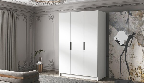 150 cm-es COVO 1 gardróbszekrény - fehér / fekete fogantyúk