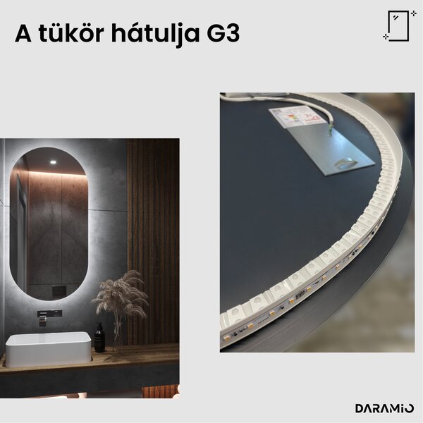 Atipikus fürdőszoba tükör LED világítással G3