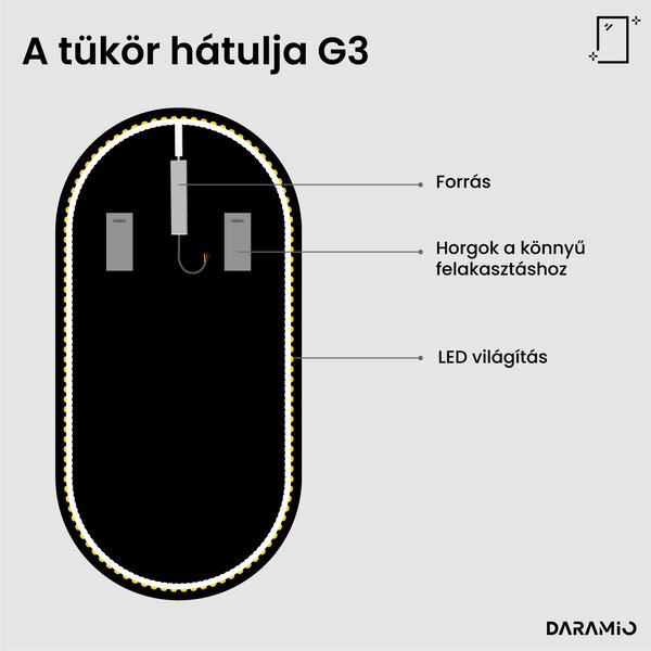 Atipikus fürdőszoba tükör LED világítással G3