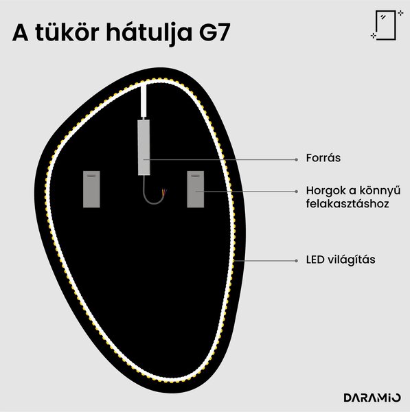 Atipikus fürdőszoba tükör LED világítással G7
