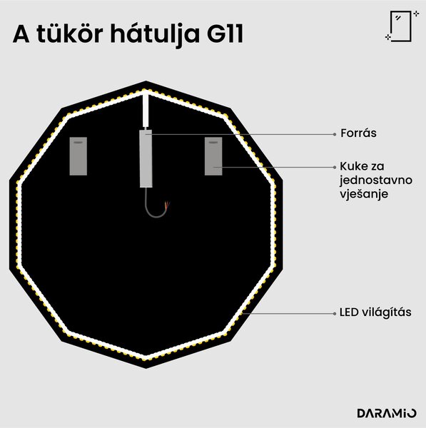 Atipikus fürdőszoba tükör LED világítással G11