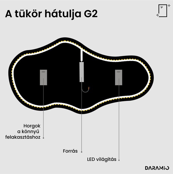 Atipikus fürdőszoba tükör LED világítással G2