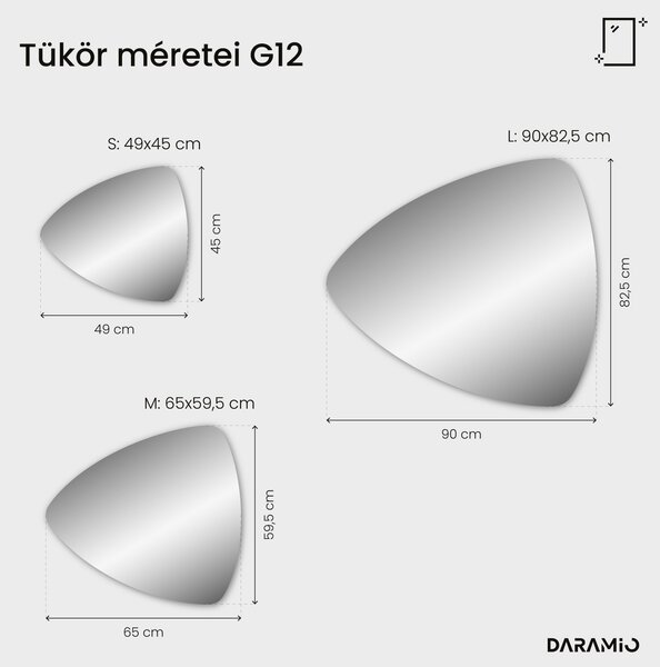 Háromszög alakú fürdőszoba tükör LED-világítással G12