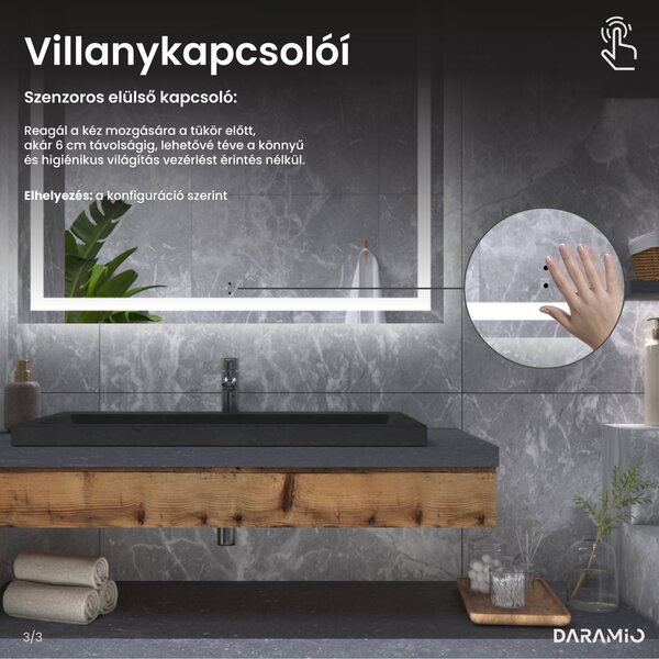 Fürdőszoba tükör LED-világítással F2