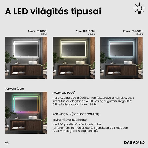 Fürdőszoba tükör LED-világítással F2