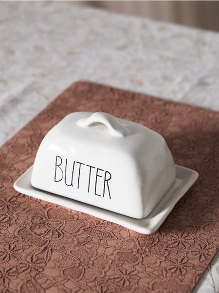 Sinsay - Kerámia vajtartó felirattal Butter - fehér