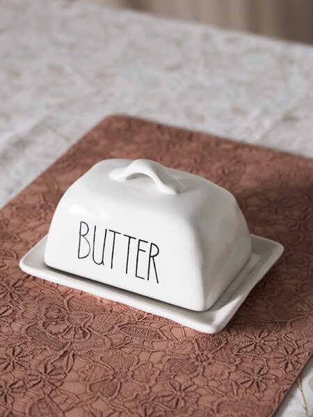 Sinsay - Kerámia vajtartó felirattal Butter - fehér