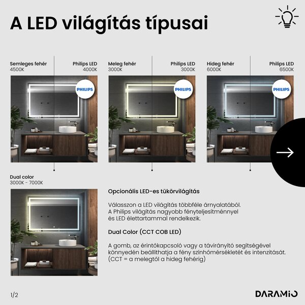 Fürdőszoba tükör LED-világítással F2