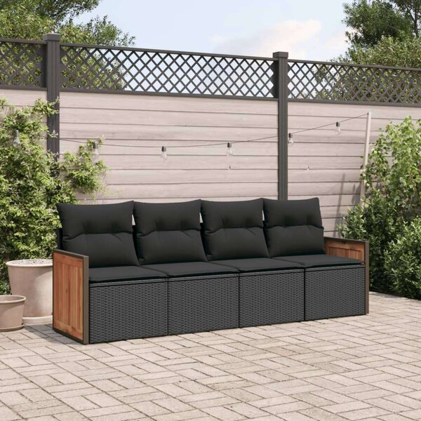 VidaXL 4 részes Kerti Ülőgarnitúra - Fekete Polyrattan