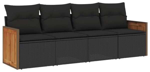 VidaXL 4 részes Kerti Ülőgarnitúra - Fekete Polyrattan