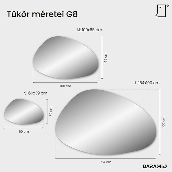 Kavics alakú fürdőszoba tükör LED-világítással G8