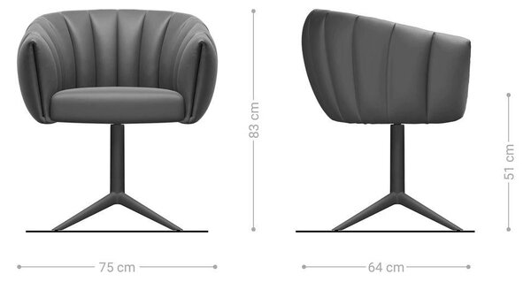 DELIFE Étkezőszék Jada-Flex bársony szürke kereszt láb titán színű 360° forgatható billenő zsákrugó