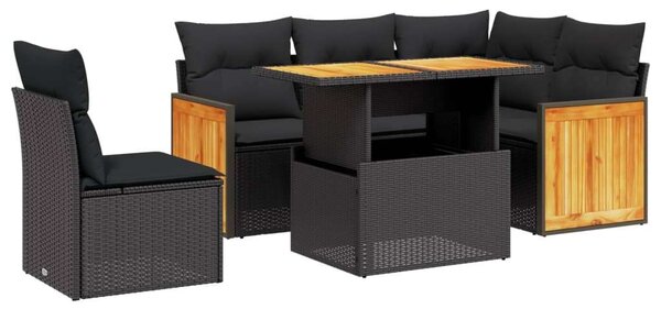 VidaXL Kerti Ülőgarnitúra - 6 részes - Fekete Polyrattan