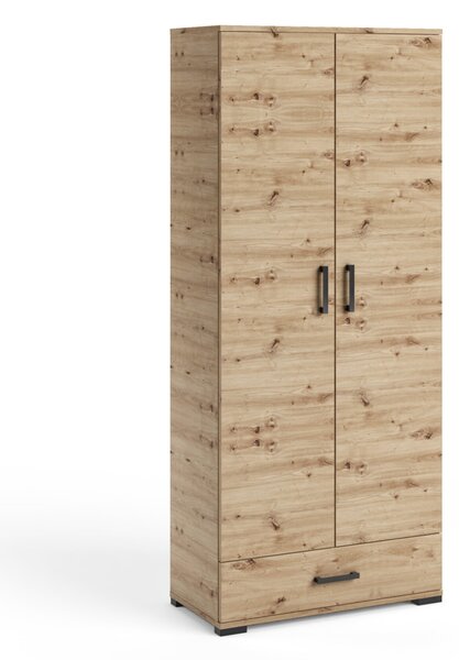 Magas, kétajtós szekrény 80 cm KLENRI - kézműves tölgyfa