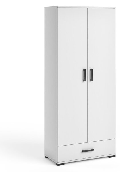 Magas, kétajtós szekrény 80 cm KLENRI - fehér