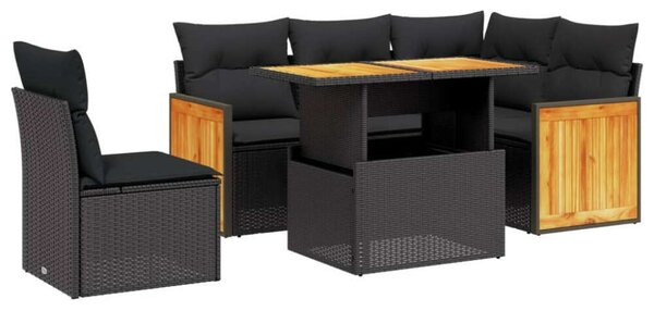 VidaXL Kerti Ülőgarnitúra - 6 részes - Fekete Polyrattan