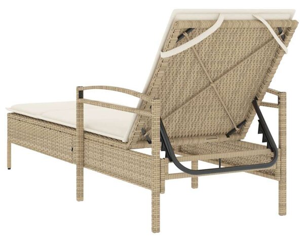 VidaXL Napozóágy - Polyrattan - Bézs - 200cm