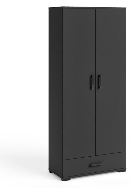 Magas, kétajtós szekrény 80 cm KLENRI - fekete