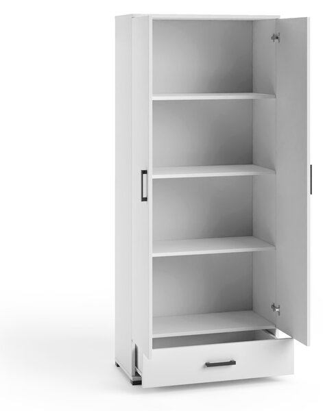 Magas, kétajtós szekrény 80 cm KLENRI - fehér