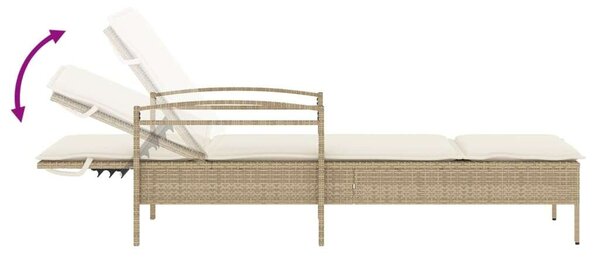 VidaXL Napozóágy - Polyrattan - Bézs - 200cm