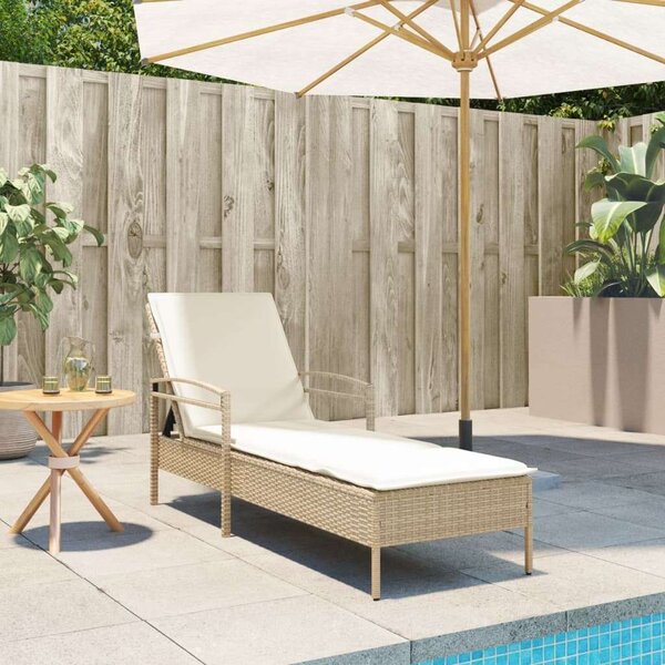 VidaXL Napozóágy - Polyrattan - Bézs - 200cm
