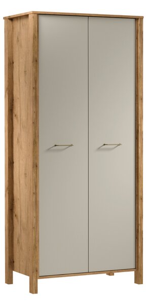 Szekrény 90 cm NORDIKO - Wotan tölgy / bézs