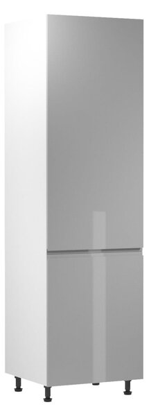 Magas konyhai polcos szekrény ARBOR - szélesség 60 cm, fényes szürke / fehér, balos változat