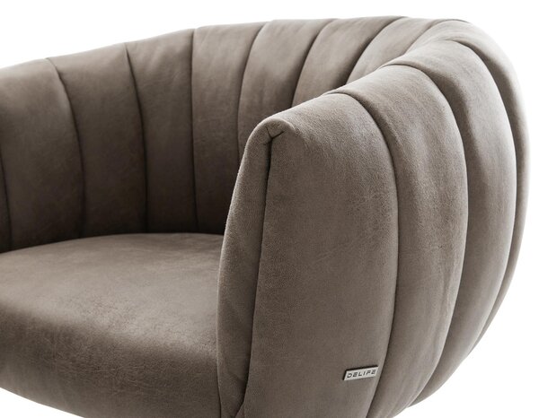 DELIFE Étkezőszék Jada-Flex mikroszálas taupe vintage fekete kereszt láb 360° forgatható billenő zsákrugó