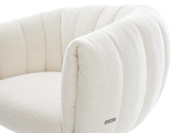 DELIFE Étkezőszék Jada-Flex bouclé puha bézs kereszt láb széles titán színű 360° forgatható billenő zsákrugós matrac